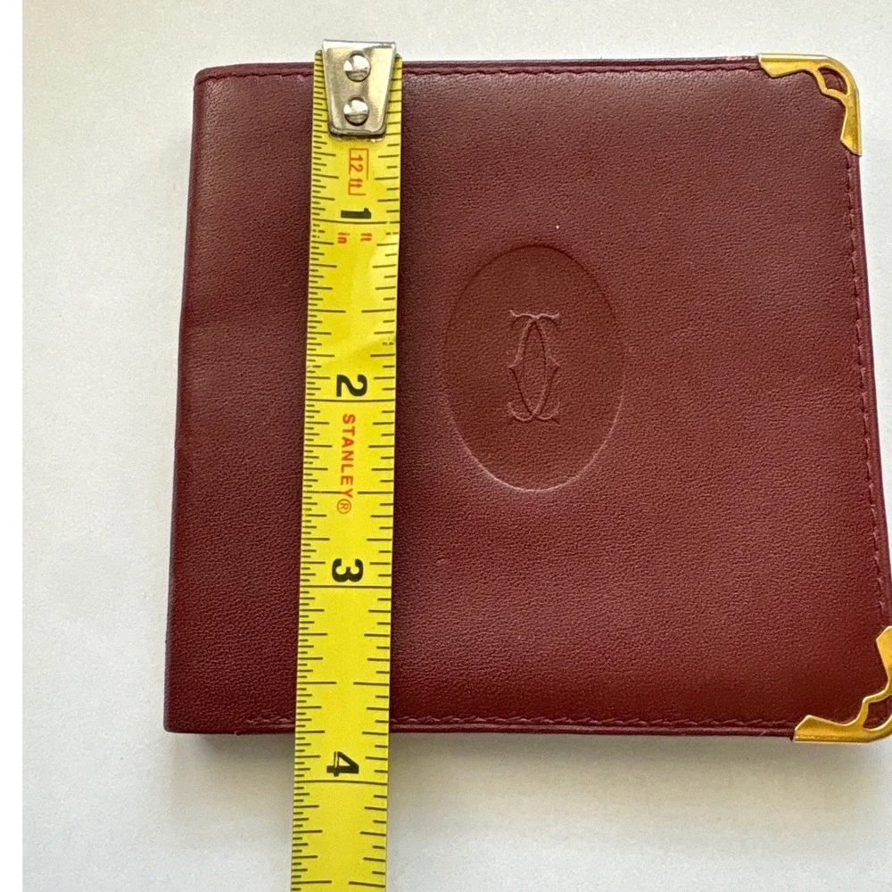 Cartier Must de Cartier Bifold Wallet Bordeaux Leather Gold Corners Men France